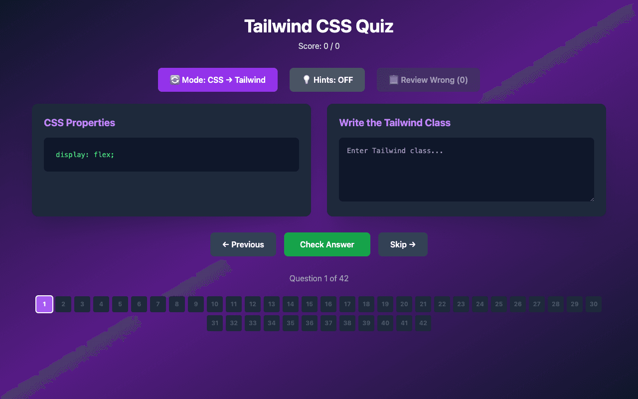 Tailwind Quiz screenshot